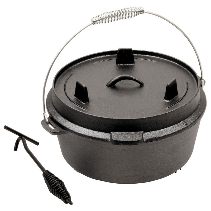 Camping Cooking Dutch Oven - 25cm Camp Dutch Oven Pre Seasoned