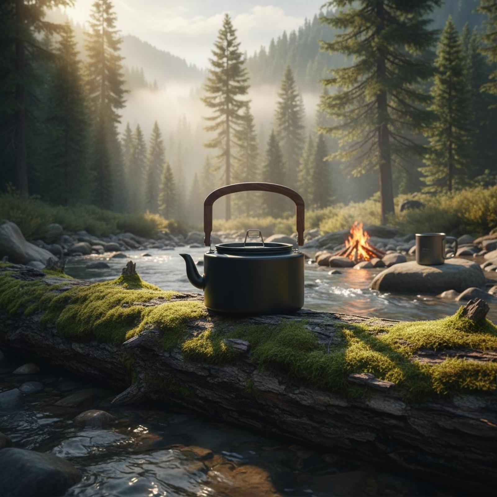 Camping Cooking Kettle - Portable Aluminum Alloy Kettle Rounded Outdoor