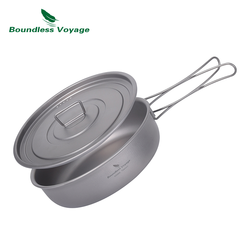 Camping Cooking Dishes - Boundless Voyage Titanium Non-stick Skillet with