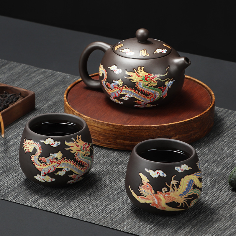 Camping Cooking Kettle - 135-350ml Dragon Teapot Chinese Style Color-changing
