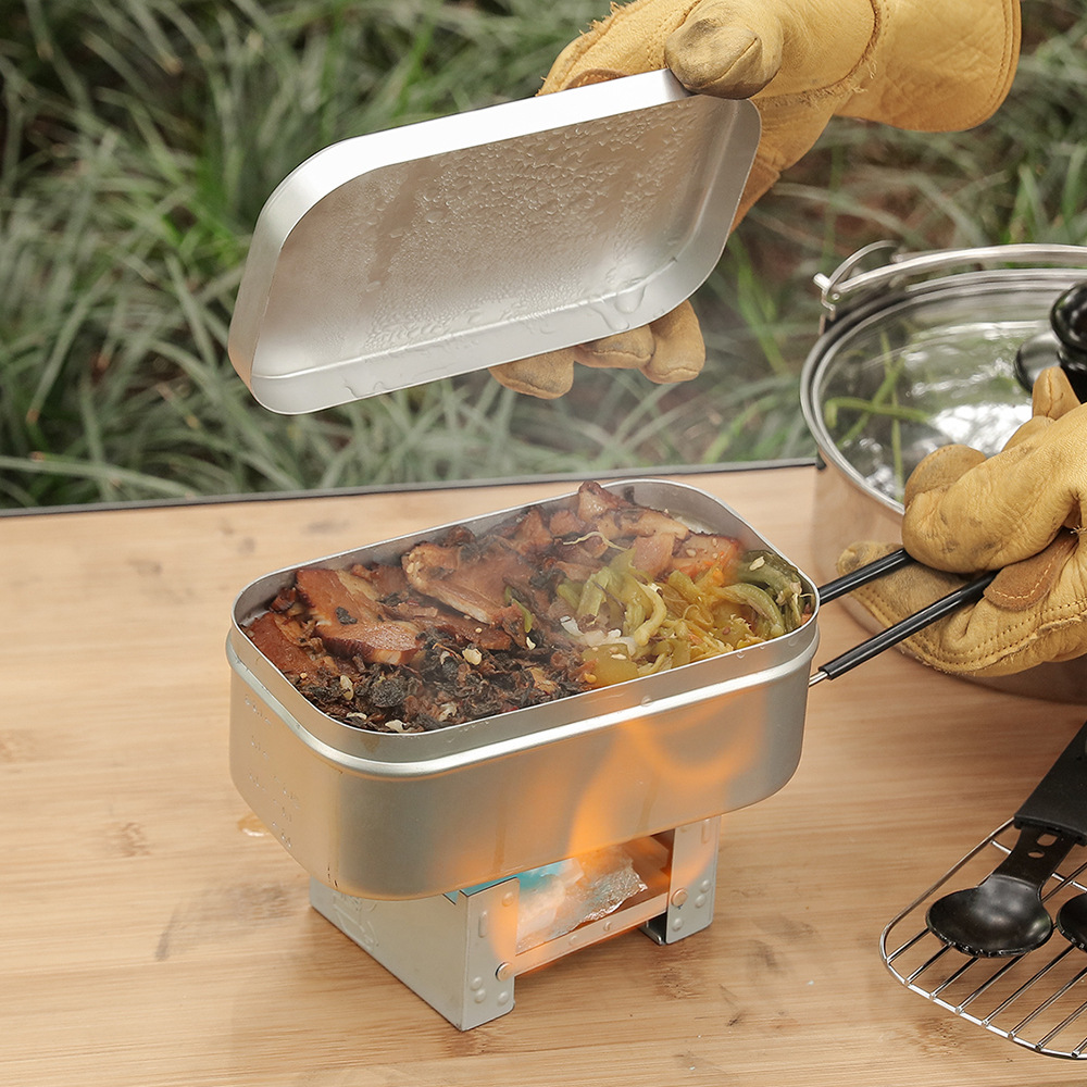 Camping Cooking Mess Kit - Outdoor Aluminium Mess Kit, Steam Rack