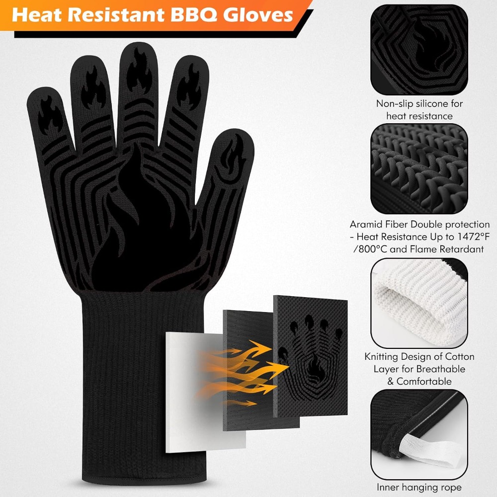Camping Cooking Ovens - BBQ Gloves, 1472°F Heat Resistant Gloves