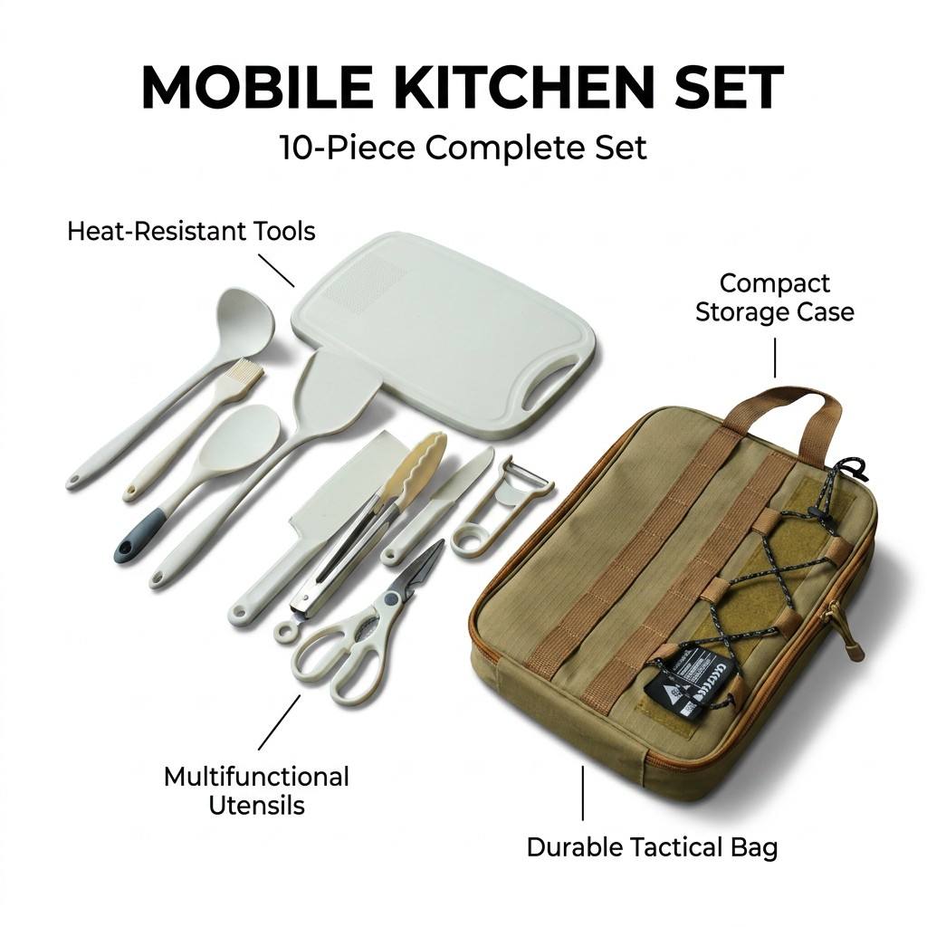 Portable 9Pcs Camping Kitchenw - огляд і ціна Camping Cooking Set Jetboil