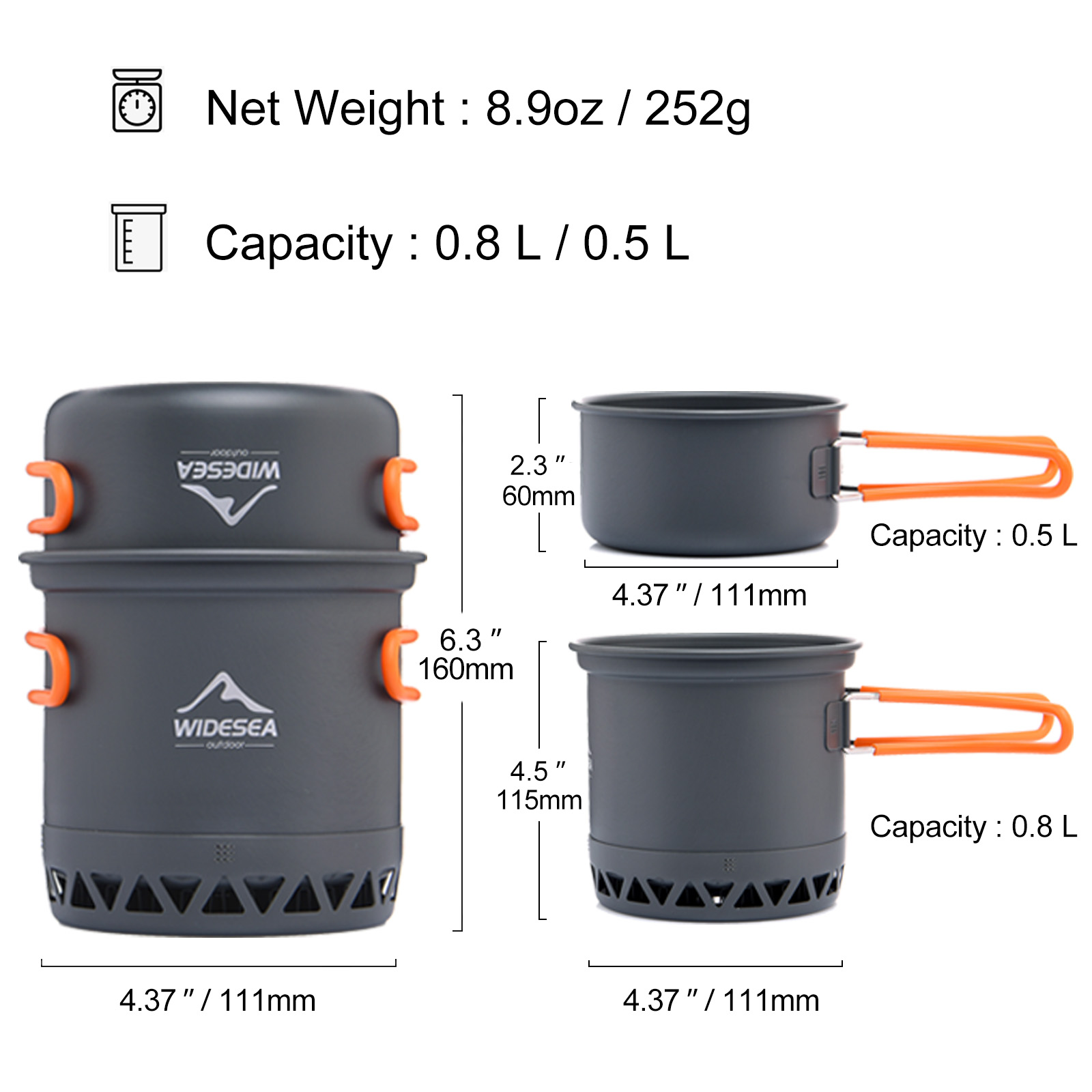 Widesea Camping Pot 1.3L 2.3L  - огляд і ціна Camping Cooking Set Jetboil
