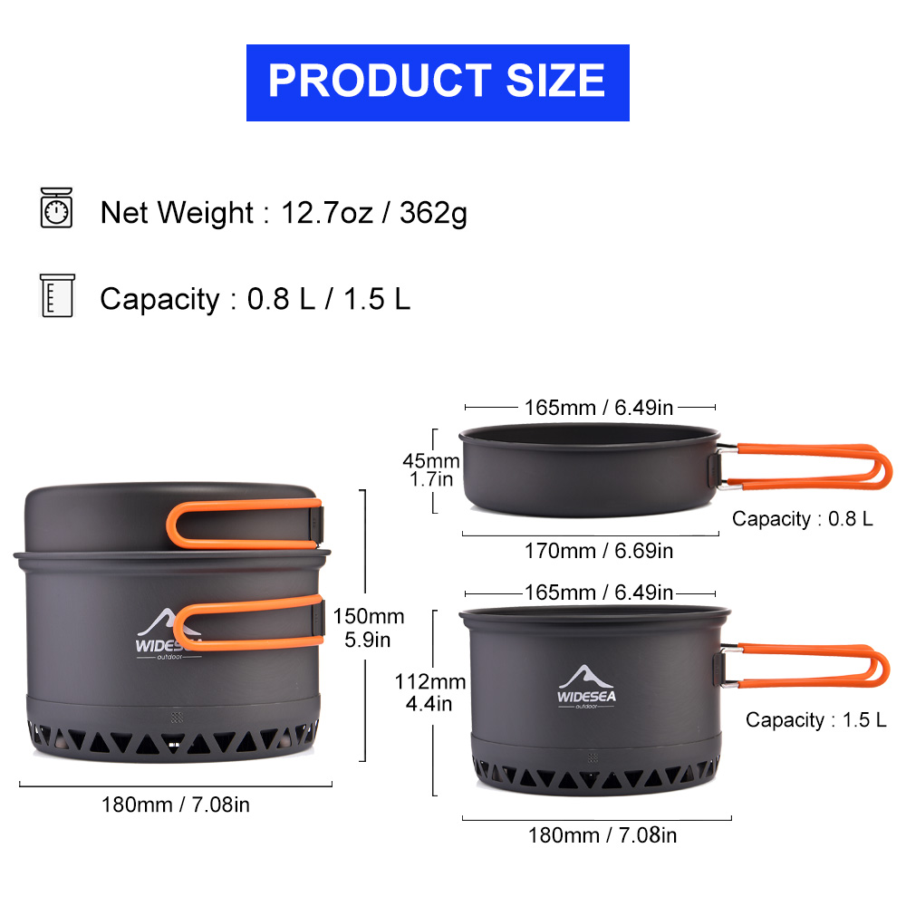 Widesea Camping Pot 1.3L 2.3L  - огляд і ціна Camping Cooking Set Jetboil