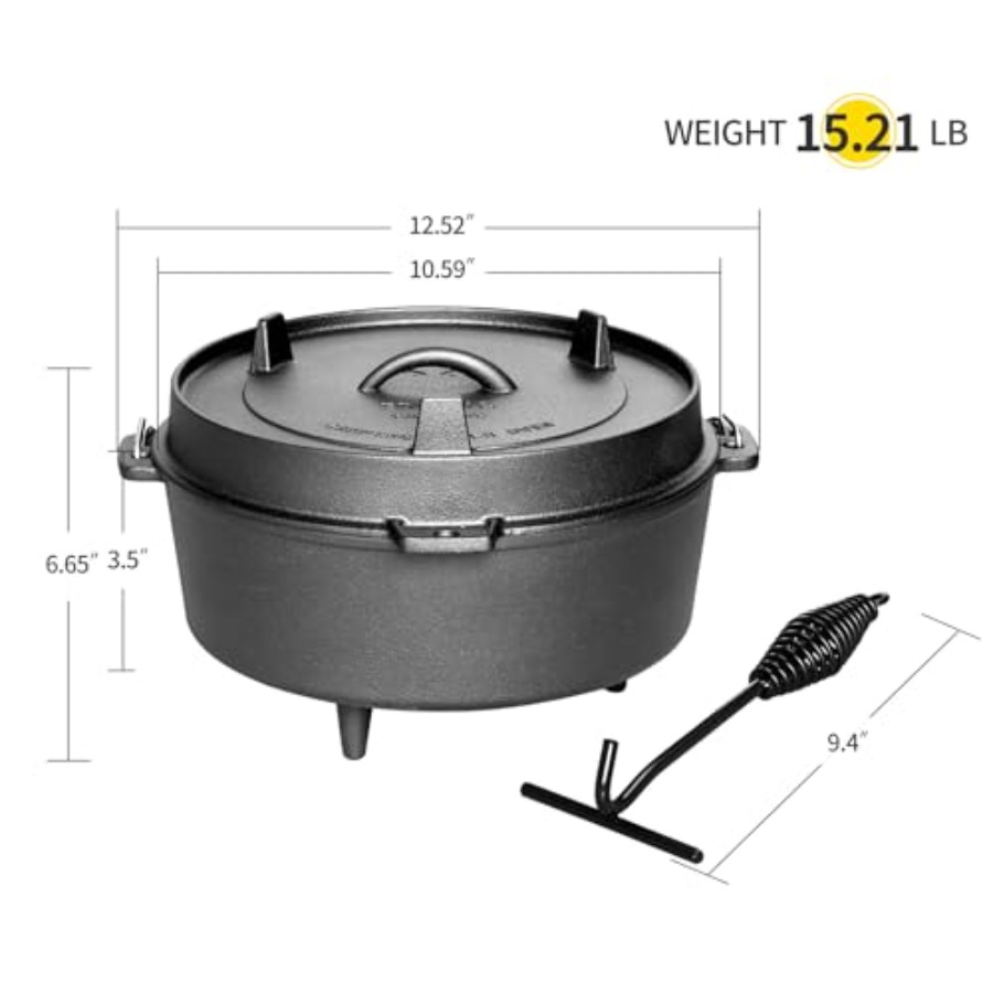 Pre-Seasoned Cast Iron Dutch O - огляд і ціна Camping Cooking Dutch Oven