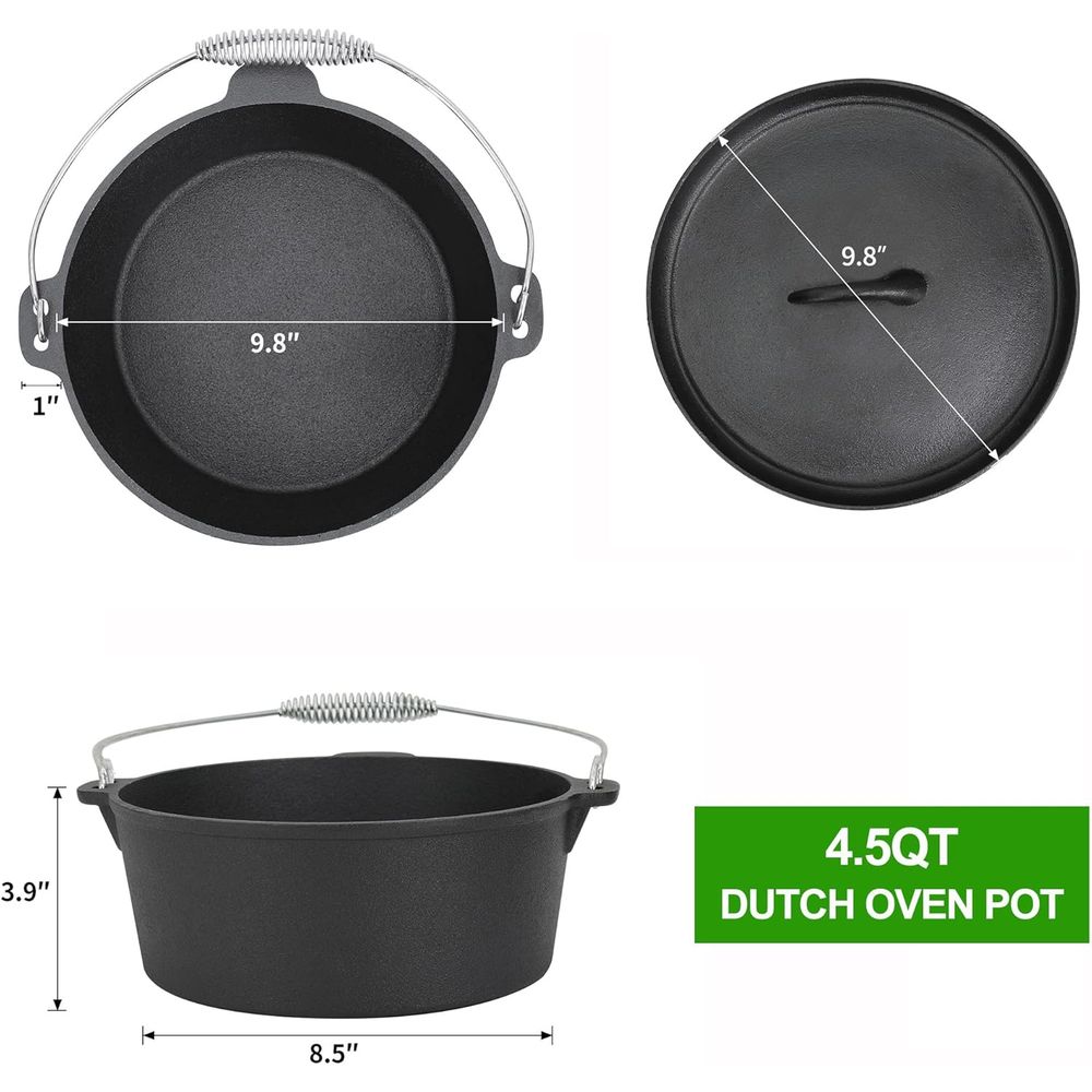 8 Piece Pre-Seasoned Dutch Ove - огляд і ціна Camping Cooking Dutch Oven
