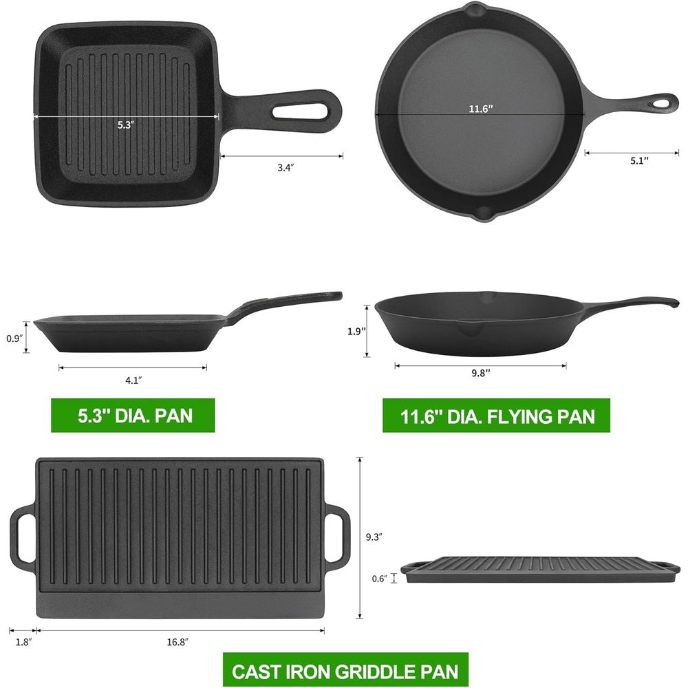 8 Piece Pre-Seasoned Dutch Ove - огляд і ціна Camping Cooking Dutch Oven