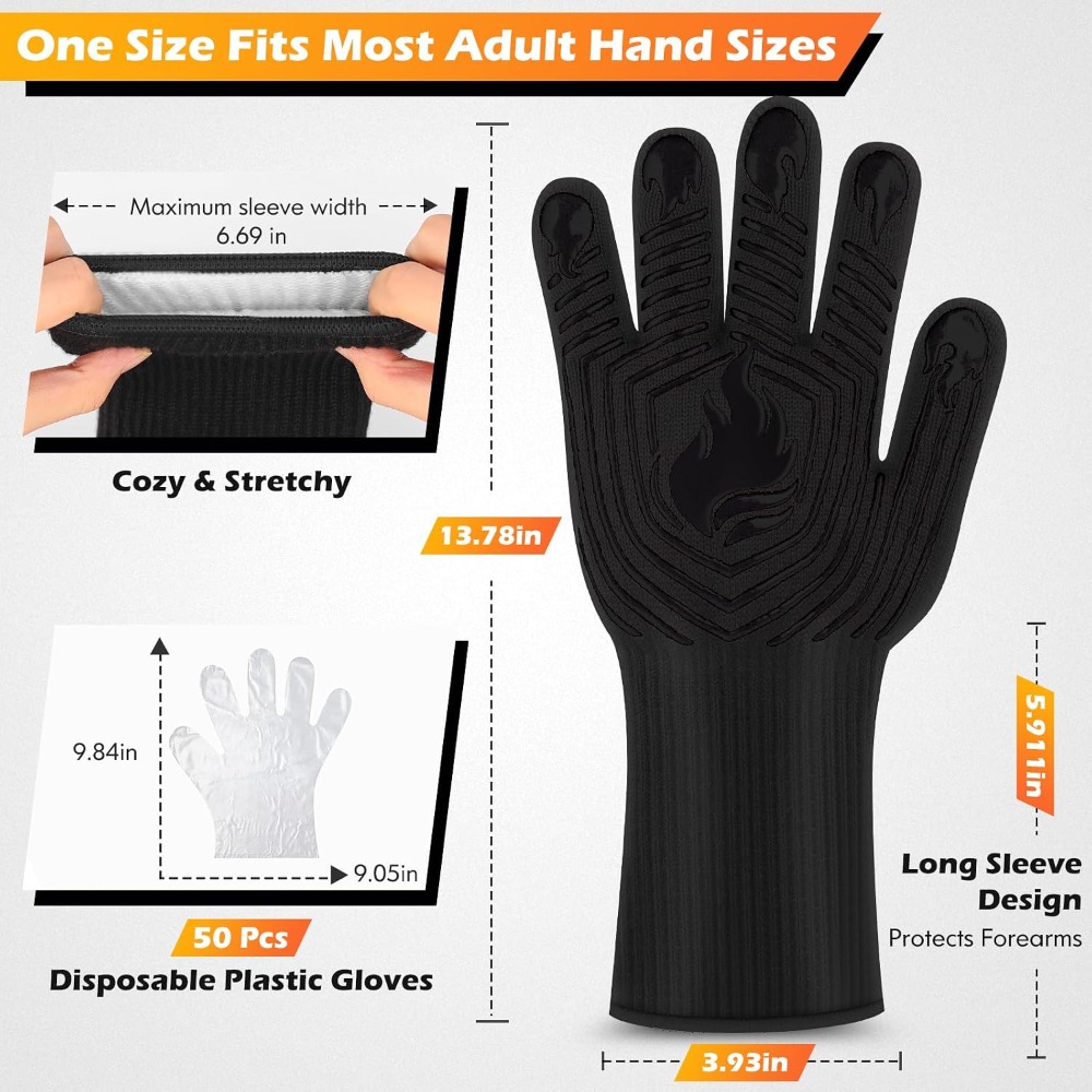 BBQ Gloves, 1472°F Heat Resist - огляд і ціна Camping Cooking Ovens